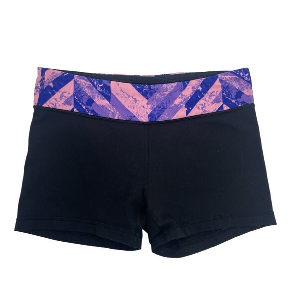 Ivivva Kids Black Multi Reversible Athletic Dance Gymnastics Shorts Size 14 - Picture 1 of 4